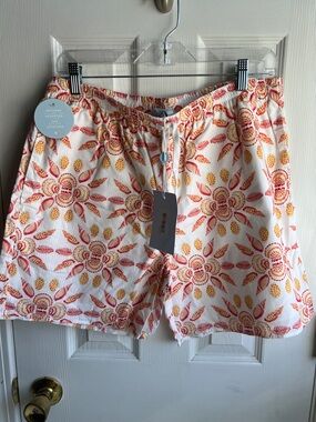 Hill House White Floral Print Drawstring Shorts